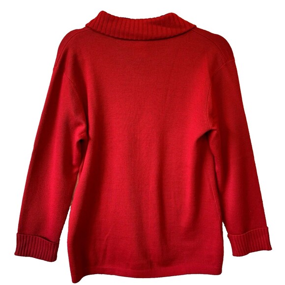 Talbots Women's Cardigan Sweater Size Small 100% Wool Red Zip Up Long Sleeve - Picture 6 of 10